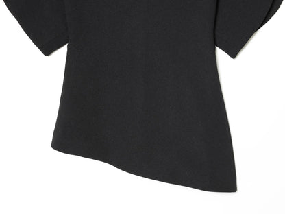 Spring Summer Women Casual Asymmetrical T-Shirts Fashion Solid Female O-Neck Short Puff Sleeve Blouse Lady Office Chic Tops