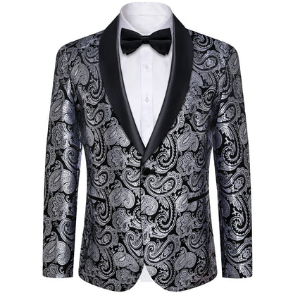 Men's Suits Blazer Green Red Silver Color Paisley Luxury Wedding Prom Business Banquet Suit Coat Men Clothing Jacket