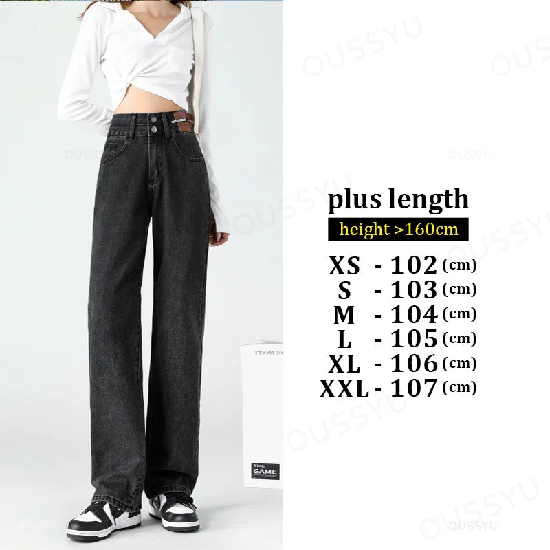 Y2K Woman Jeans High Waist Wide Leg Cotton Denim Clothing Blue White Streetwear Vintage Fashion Harajuku Straight Pants