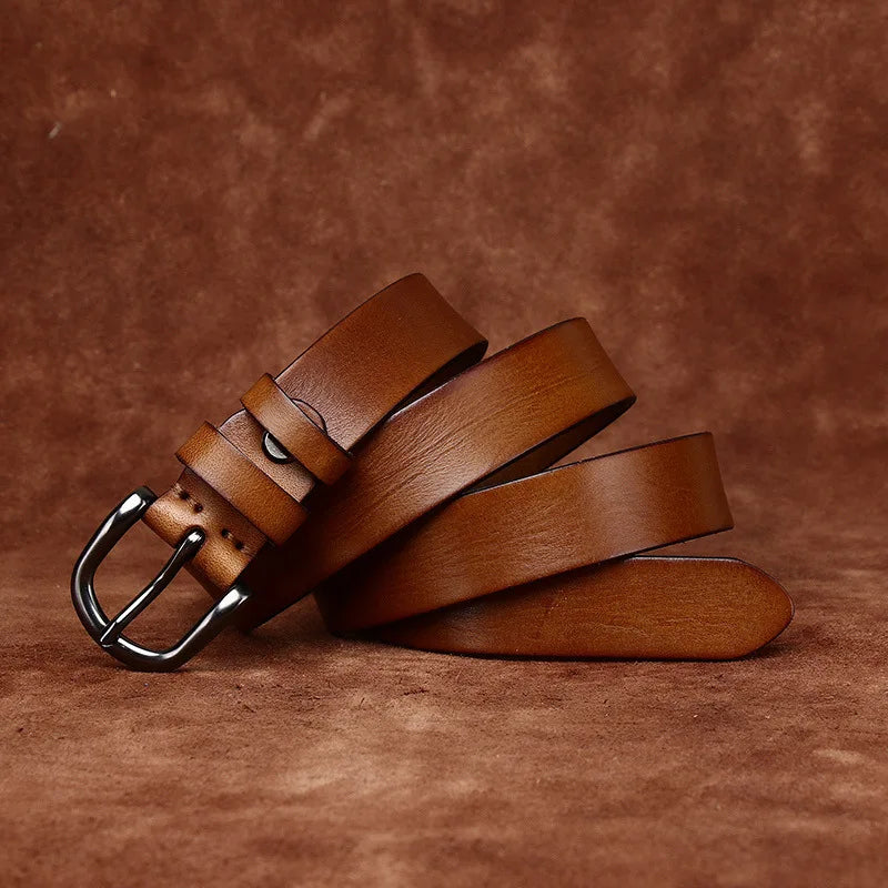 2.8CM Pure Cowhide Genuine Leather for Men's Women High Quality Jeans Needle Buckle Belts Cowboy Fashion Designer Matching Belt
