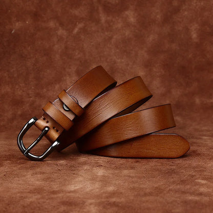 2.8CM Pure Cowhide Genuine Leather for Men's Women High Quality Jeans Needle Buckle Belts Cowboy Fashion Designer Matching Belt
