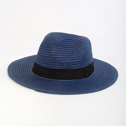 Large Size 56-60cm New Natural Panama Straw Hat Summer fashion Men Women Wide Brim Beach UV Protection Fedora Bohemia Sun Hat