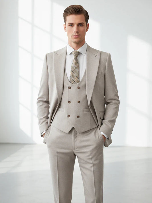 Elegant Man Suits High Quality 3 Piece (Jacket + Vest + Pants) Slim Fit Formal Office and Leisure Banquet Groom's Suit