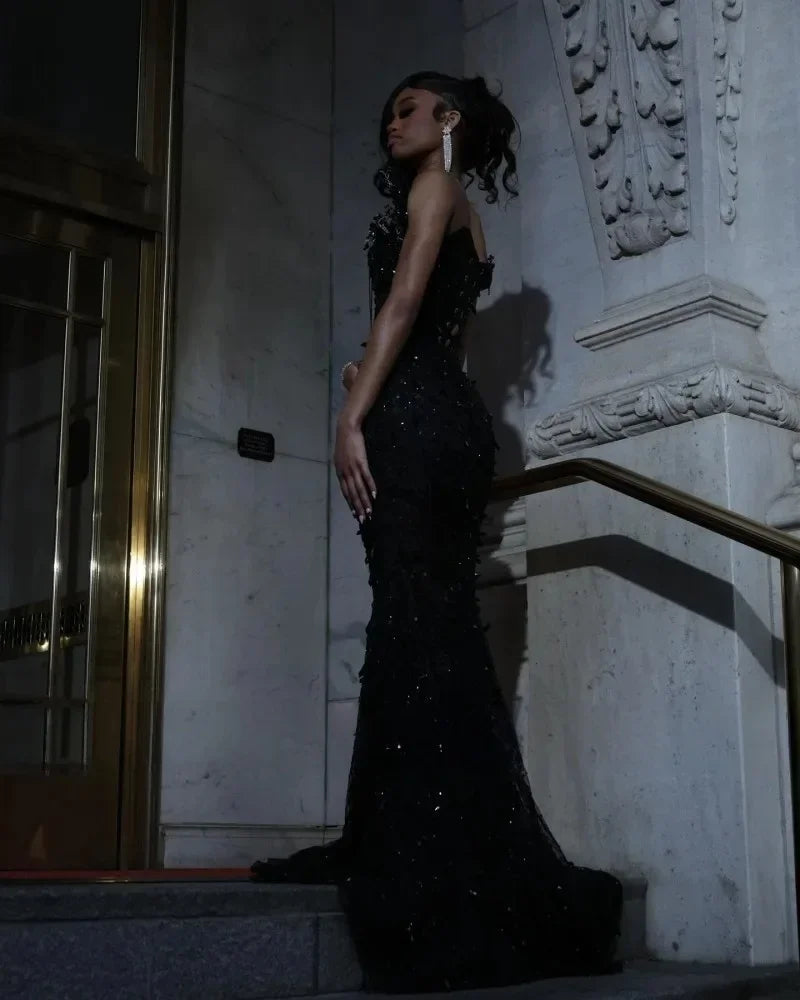 Black Prom Dresses 2025 Luxury South African Matric Dance Crystal Party Dress Long Mermaid Evening Gowns Customized