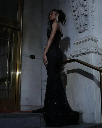 Black Prom Dresses 2025 Luxury South African Matric Dance Crystal Party Dress Long Mermaid Evening Gowns Customized