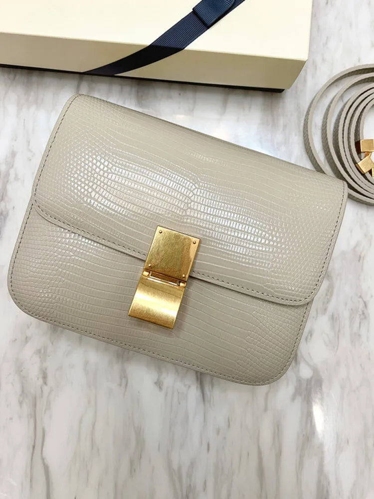 New Women Small Box Bag Single Shoulder Handbag Solid Fashion Brand Cow Split Leather Flap Tofu Bags Ladies Sling Messenger Bag