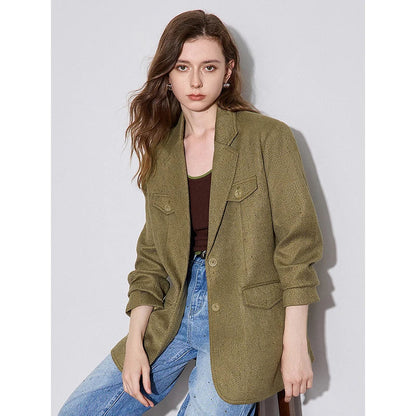 Women Blazer Jacket 2024 Autumn and Winter 2024 New High-end Tailored  Collar Thicking Jacket Coat