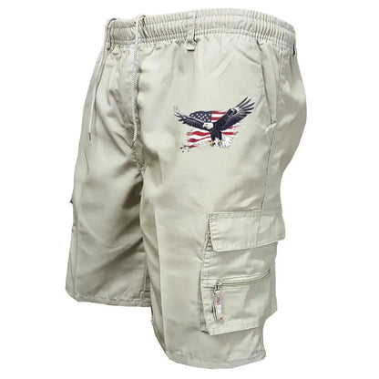 2026 Male Cargo Shorts Elastic Waist Cycling Shorts Multi-pockets Loose Work Short Pants Outdoor Sport Printed Casual Shorts