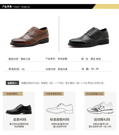 Men's Black Brogue Oxford Shoes Formal Dress Shoes for Business Wedding Red Sole Comfortable Lace-up Footwear
