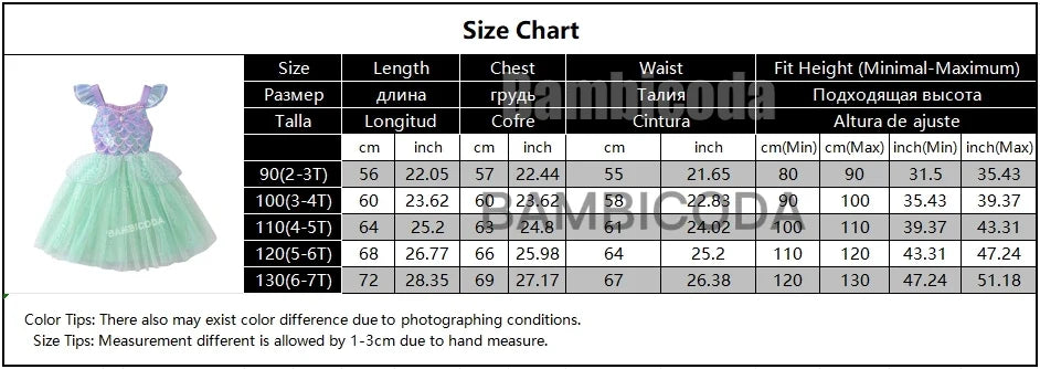 2025 Little Girls Mermaid Dress Ariel Party Clothing Casual Princess Birthday Outfit Wear Summer Elegant Gown