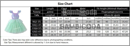 2025 Little Girls Mermaid Dress Ariel Party Clothing Casual Princess Birthday Outfit Wear Summer Elegant Gown