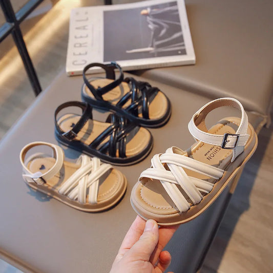 2026 Elegant Summer New Style Korean Version Princess Children's Sandals Elegant Open Toe Stylish Versatile Cute Student Sandals