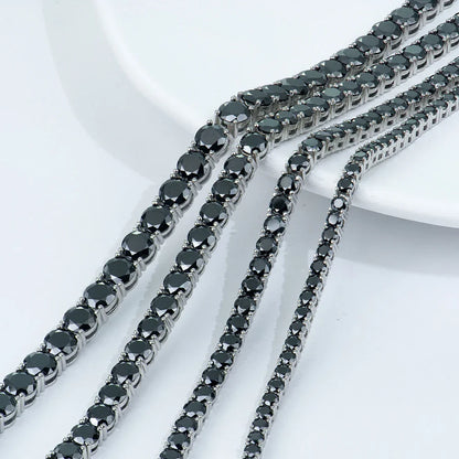 3/4/5/6.5mm Full Black Moissanite Tennis Necklace with GRA 925 Sterling Silver Lab Diamond Hiphop Necklace Jewelry for Men Women