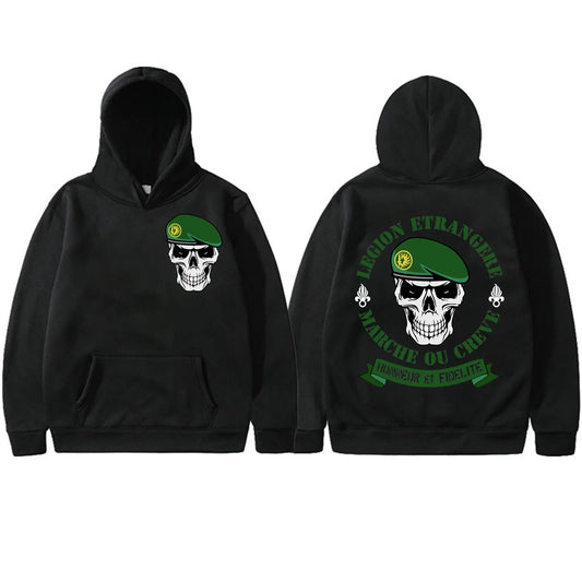 Foreign Legion Horror Skull Print Hoodie Man Harajuku Gothic Hooded Sweatshirts Fashion Trend Vintage Pullovers Men's Streetwear