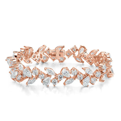 16.8-20.4CTTW Luxury Water Drop Moissanite Bracelet Wedding Female Jewelry Full Diamond Sterling Silver Bangle Plated 18K