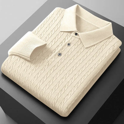 Men's Autumn Knitted Pullover Sweaters Woolen Button Cable Sweater Slim V-neck Long Sleeve Winter Outerwear Warm Heavyweight Top
