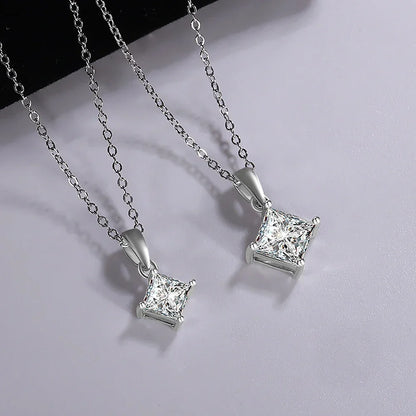 1/2carat  Certified Princess Cut Moissanite Pendant Necklace 925 Sterling Silver D Color Square Solitaire Diamond Neck Chain