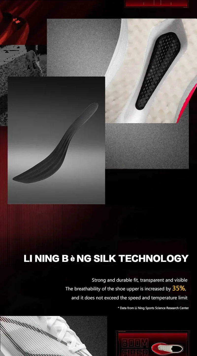 Li-Ning Women's FEIDIAN 5 CHALLENGER Racing Running Shoes CARBON-FIBER PLATE BOOM Cushion Sport Shoes Breathable Sneaker ARMV002