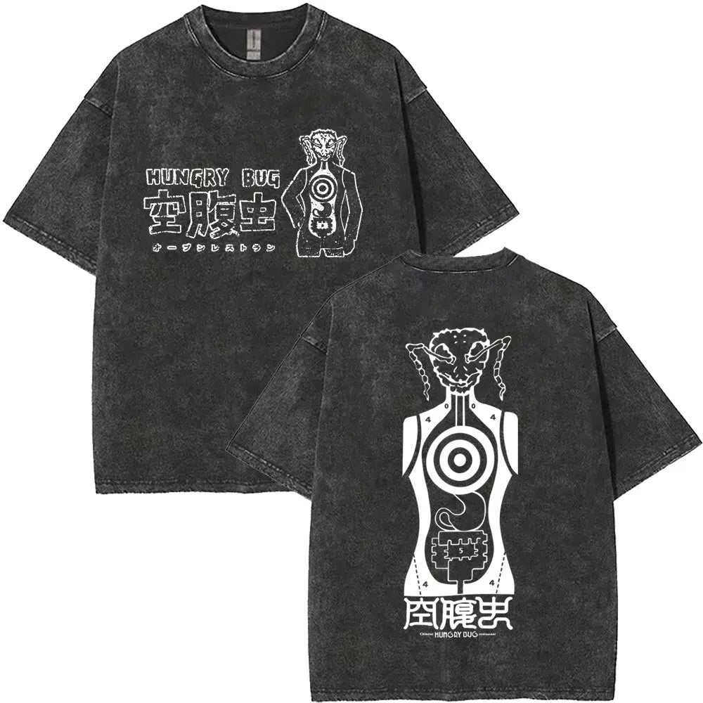 Anime Dorohedoro Kaiman Washed T-Shirt Men's Women Clothing Hip Hop Gothic Y2k T-Shirt Oversized Short Sleeve Cotton Tees Tops