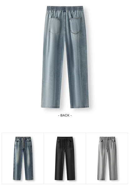 Men Pants Denim American Vintage Loose Straight Leg Trendy Fashion Comfort Commute 2026 Summer Casual Style Top