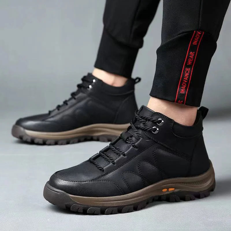 Men’s Winter Sneakers High Top Leather Lined Hiking Casual Sports Shoes