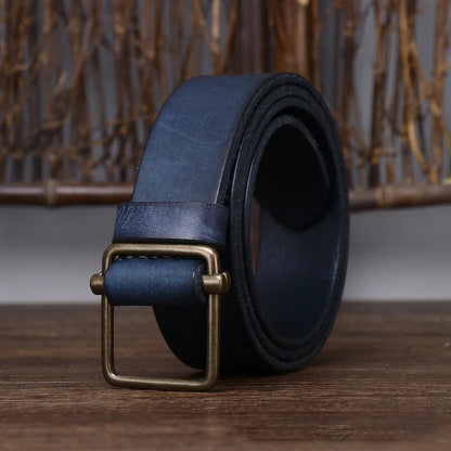 3.8 Wide Pure Cowhide Genuine Leather for Men's High Quality Jeans No Drilling Smooth Buckle Belts Cowboy Waistband Male Fashio