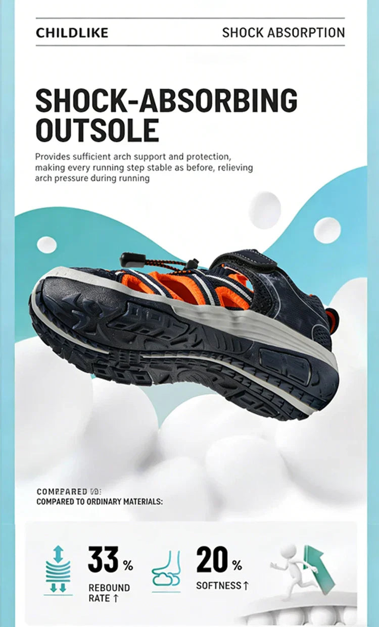 Summer Breathable Children Casual Beach Footwear Closed Toe Sandals For Kids Boys Sport Walking Shoes Size 30-39