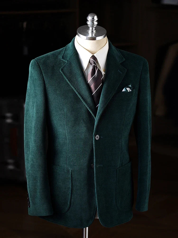 High-Quality Corduroy Men Suits 1 Pieces Classic Casual Single Breasted Groom Tuxedos Tailor Made Jackets Male Blazers Costume