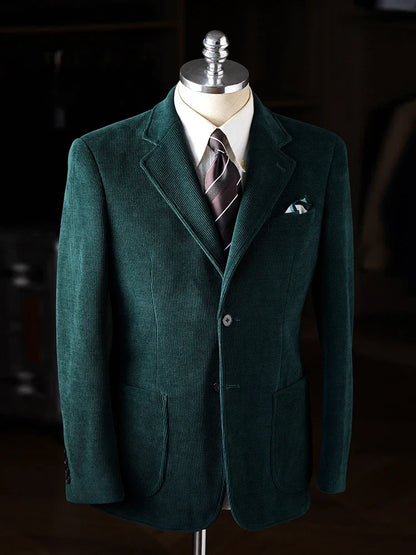 High-Quality Corduroy Men Suits 1 Pieces Classic Casual Single Breasted Groom Tuxedos Tailor Made Jackets Male Blazers Costume