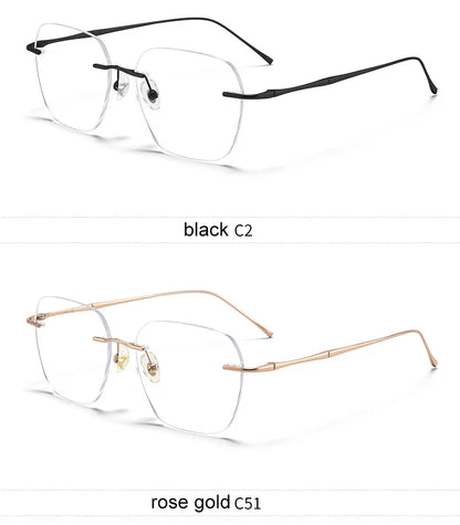 Ultra-light Titanium Rimless Myopia Frames Unisex Simple Square Read Frames Glasses Customized Prescription Glasses F0623