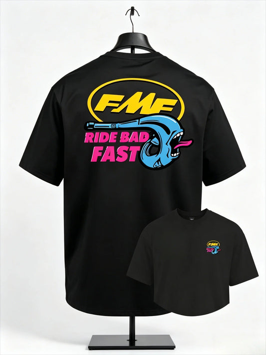 FMF Ride Bad Fast Motocross T Shirt for Men 100% Cotton Dirt Bike Racing Graphic Tee Casual Short Sleeve White 2026 New