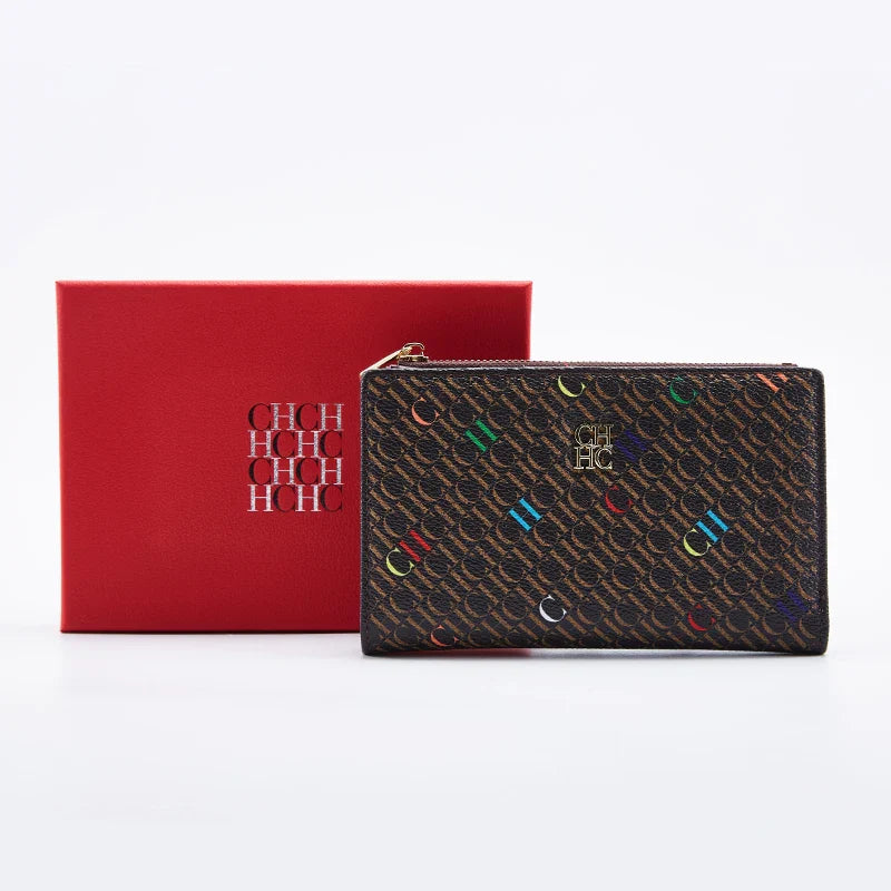 Women's Wallet CHCH Fashion Letter Cartoon Pattern Classic Retro Long Storage Wallet PVC Material Bag