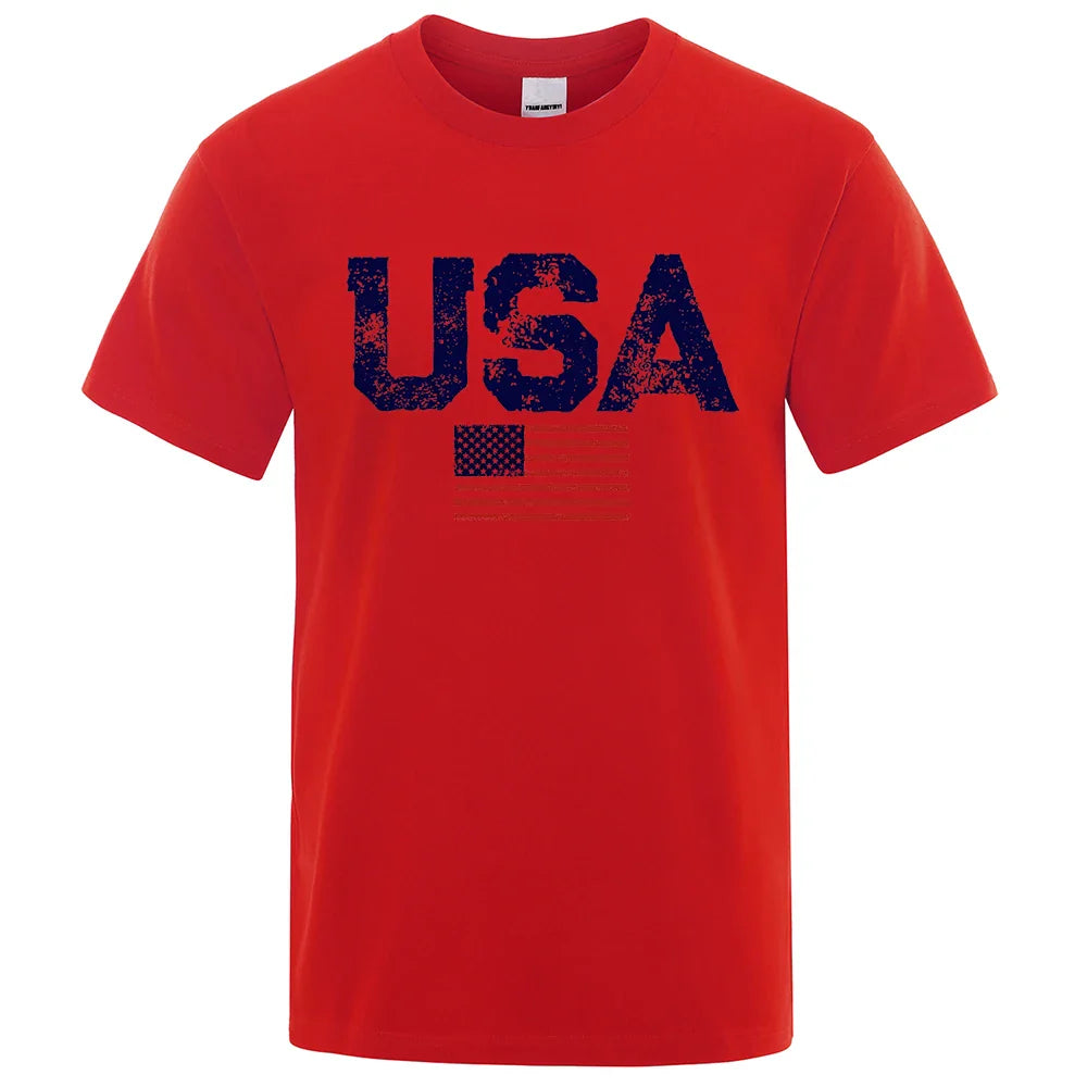 Vintage Usa Flag Street Print Male T Shirts Hip Hop Street Tshirt Summer Casual Cotton Tops large size Breathable Tee Clothes