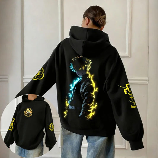 Demon Slayer Men's Women's Hoodie Sweatshirt Agatsuma Zenitsu Anime Spring Autumn Winter Boy Long-sleeved Parent-child Outfit