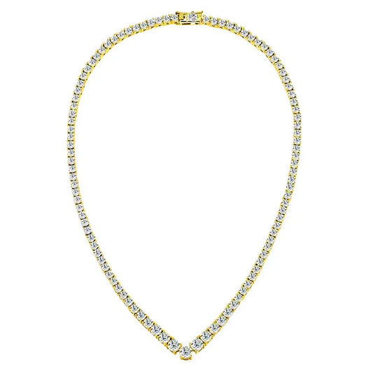 Moissanite Tennis Necklace for Woman V Style Wedding Party Neckchain 925 Sterling Sliver Plated 18k White Gold Necklace