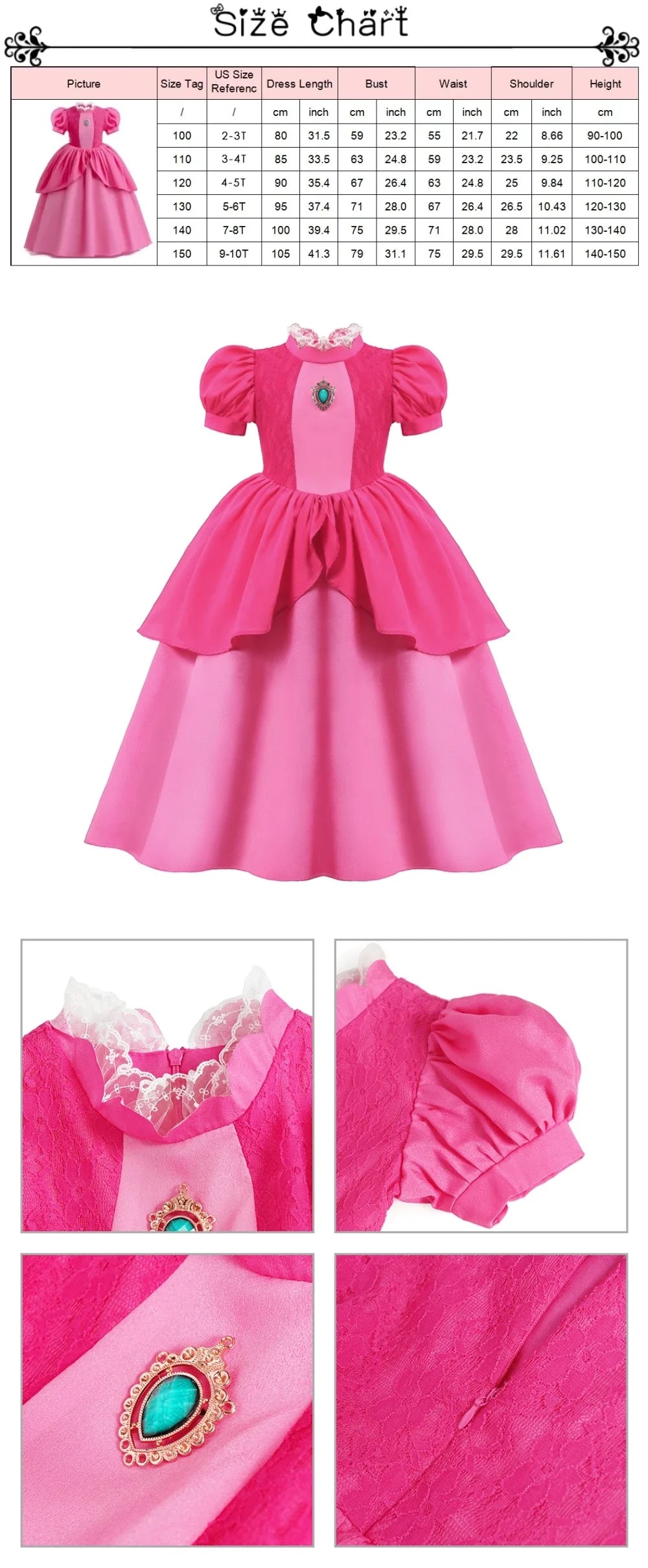 Muababy Princess Dress for Girls Aurora Belle Elsa Jasmine Cosplay Costume Party Halloween Carnival Outfit Kids 2-8Y Vestido