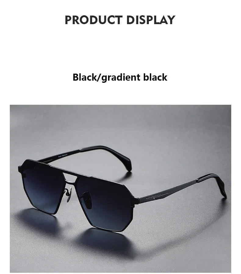 2026 New Fashion Pure Titanium Frame Polarized Sunglasses Men Luxury Glasse Frame  Retro Square