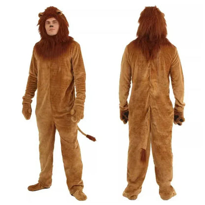 Child Deluxe Lion King Costume Baby Kid Adult Furry Animal Carnival Party Halloween Cosplay Costume Fancy Movie Role Jumpsuit