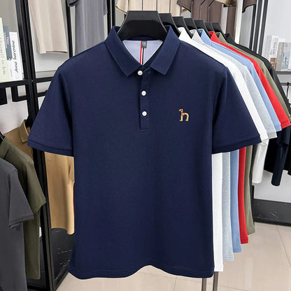High end luxury brand short sleeve polo shirt summer new trend cute dog embroidery design T-shirt casual Korean golf men's wear