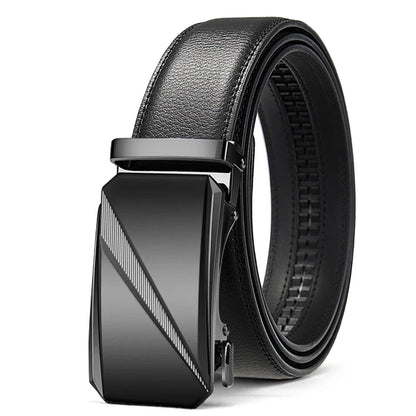 Automatic Buckle Belt for Men, High Quality Genuine Leather Belt, Adjustable Ratchet Belt Fashion Designer Belt Men