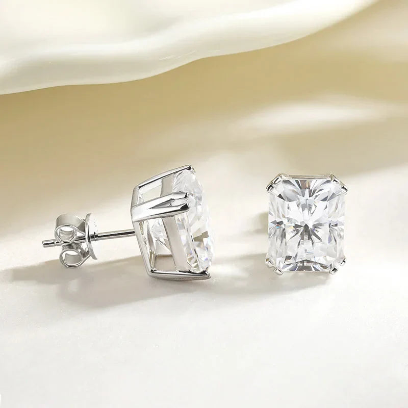 8cttw Emerald Cut D Color Real Moissanite Stud Earrings For Women 100% 925 Sterling Silver Gift Fine Jewelry