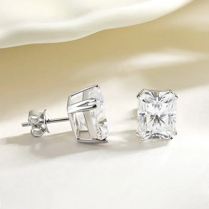 8cttw Emerald Cut D Color Real Moissanite Stud Earrings For Women 100% 925 Sterling Silver Gift Fine Jewelry