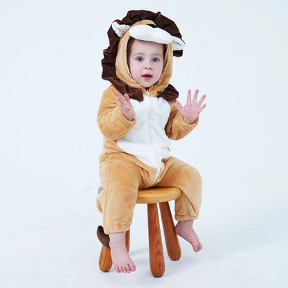 Infant Toddler Dalmatian Dog Lion Tiger Dinosaur Costumes Baby Boys Girls Kigurumi Cartoon Animal Romper Halloween Purim