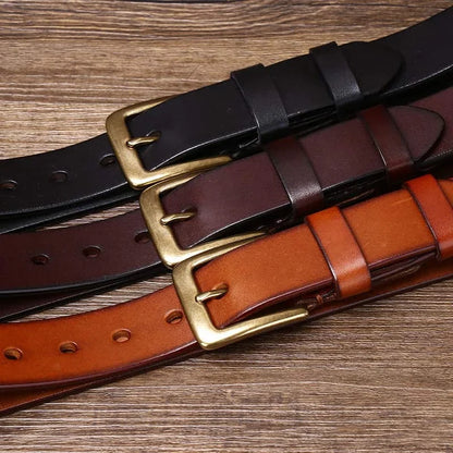 3.3CM Men's Genuine Leather Belt Luxury Designer Brass Pin Buckle Belts Pure Cowskin Vintage Strap Male Jeans for Man Women