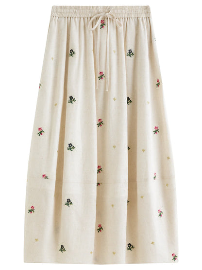 Fashionable Embroidered Sleeveless Top and Tulip Skirt Elastic Waist Retro Women 2026 Summer New Arrival Set