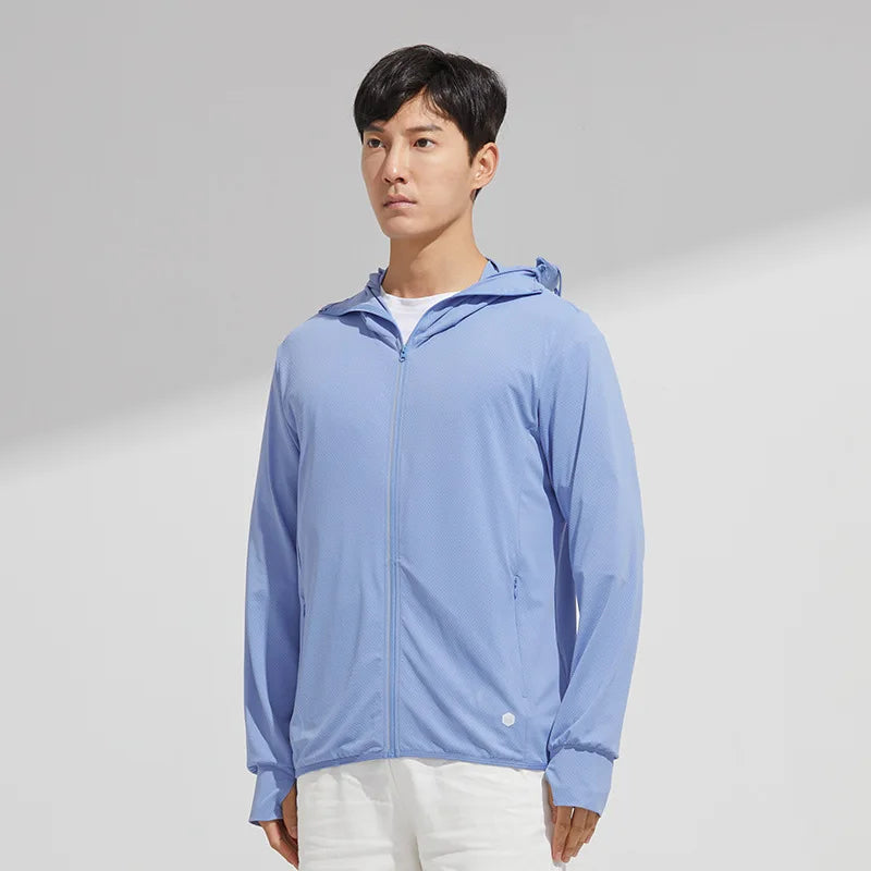 Men's Summer New Sunscreen Clothing Women's Large Brim UPF50 + UV Protection Ice Silk Sunscreen Clothing Outdoor Skin Clothing