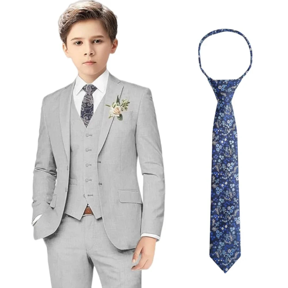 Hot Sale Boys Linen Suits 4 Pieces Jacket Vest Pants Tie For Summer Beach Wedding Breathable Kids Suit Set Birthday Party Wear