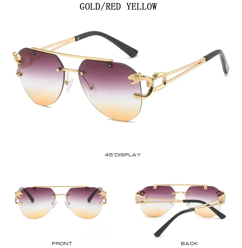 2023 Sunglasses Women Luxury Rimless Vintage Fashion Glasses Lunette Oversized Shades De Soleil Femme Gafas De Sol Mujer Lentes
