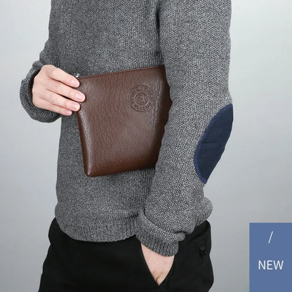 Nouvelle Pochette pour Homme Style Business Grand Portefeuille en Cuir PU Souple Homme avec Dragonne Sac Élégant Décontracté et Tendance Sac à Main Pochette Homme