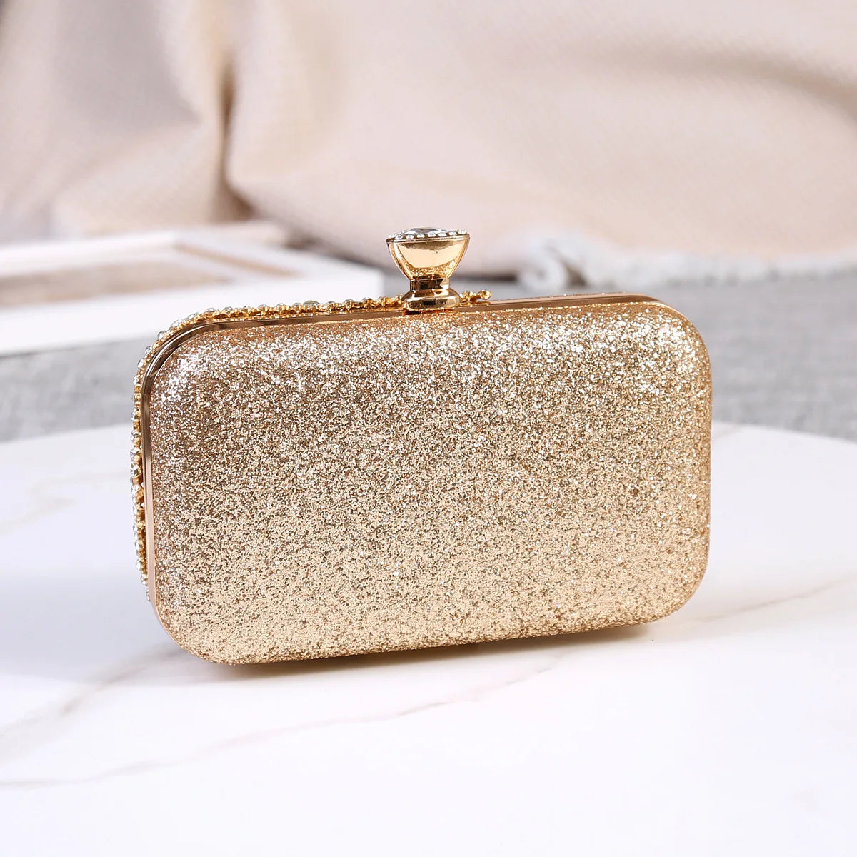 Rhinestone Women Bags Hollow Out Style Crystal Evening Bag Chain Shoulder Handbags Luxury Party Wedding Day Clutch Purse Handle